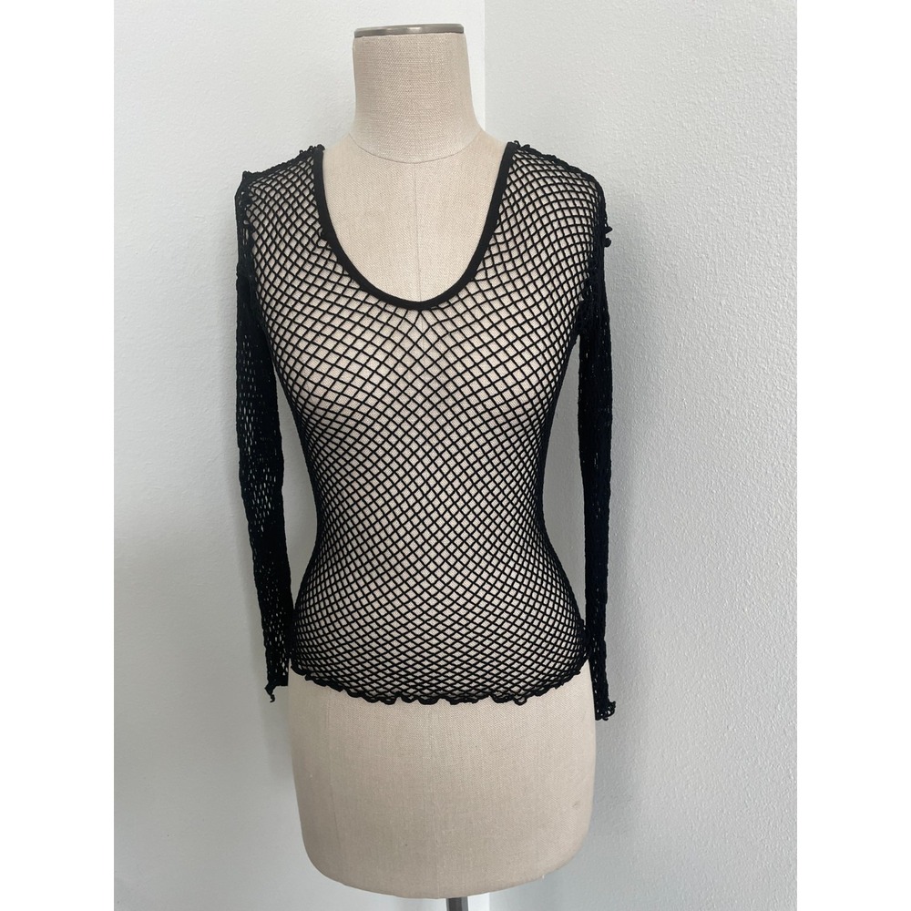Music Legs Top Women OS Fish Net Long Sleeve Party Rave Festiv